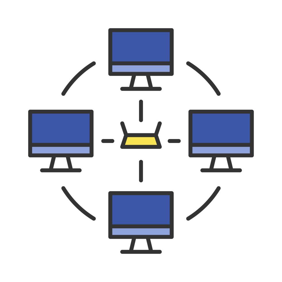 icona del colore della rete locale. comunità di eSport. lan. rete di computer. interconnessioni tra i giocatori. illustrazione vettoriale isolata