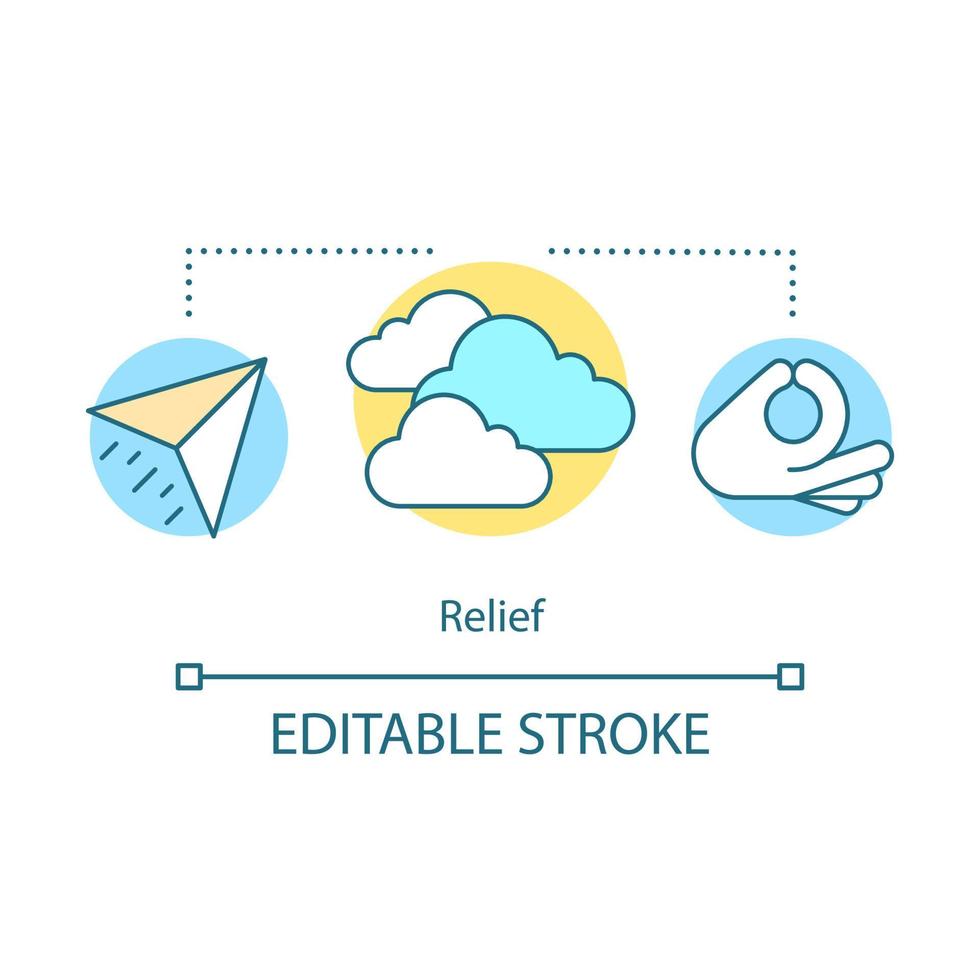 icona del concetto di sensazione di sollievo. illustrazione della linea sottile dell'idea di facilitazione. umore calmo dell'emozione. mantieni la calma. consapevolezza. salute mentale. disegno di contorno isolato vettoriale. tratto modificabile.. vettore