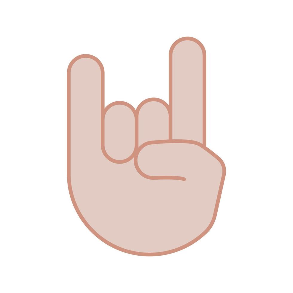 rock sull'icona del colore del gesto. le corna firmano emoji. dita del diavolo. gesto della mano in metallo pesante. illustrazione vettoriale isolata