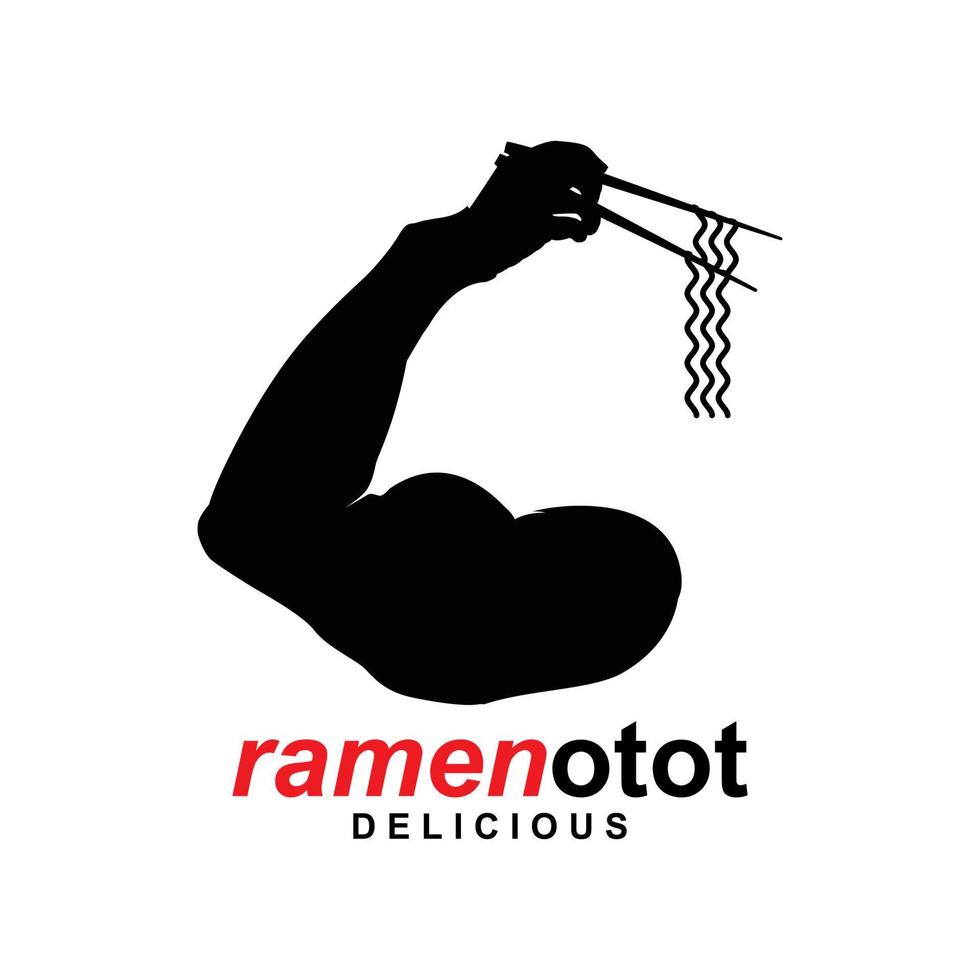 logo muscolare e ramen vettore