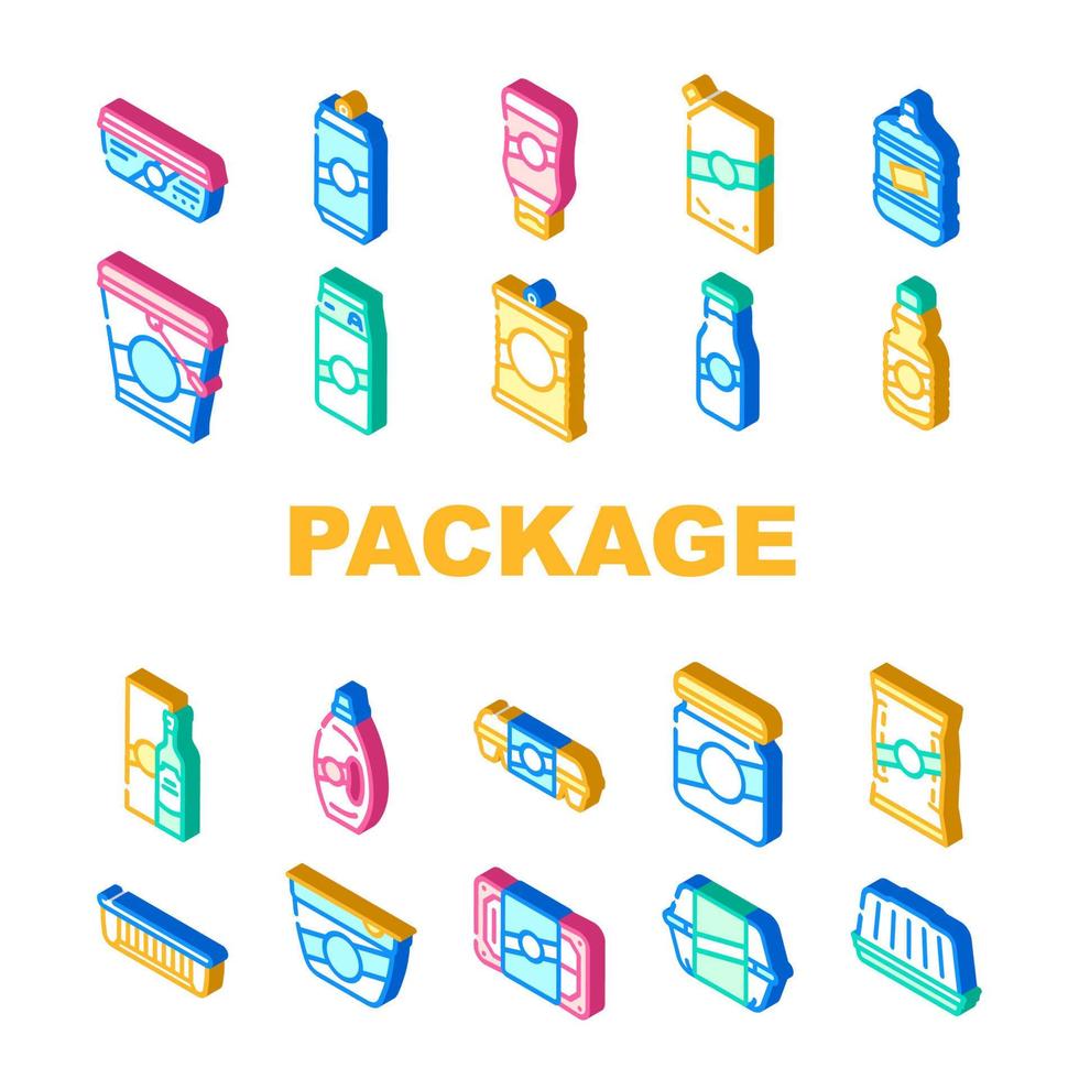pacchetto per la raccolta di prodotti set di icone vettoriali