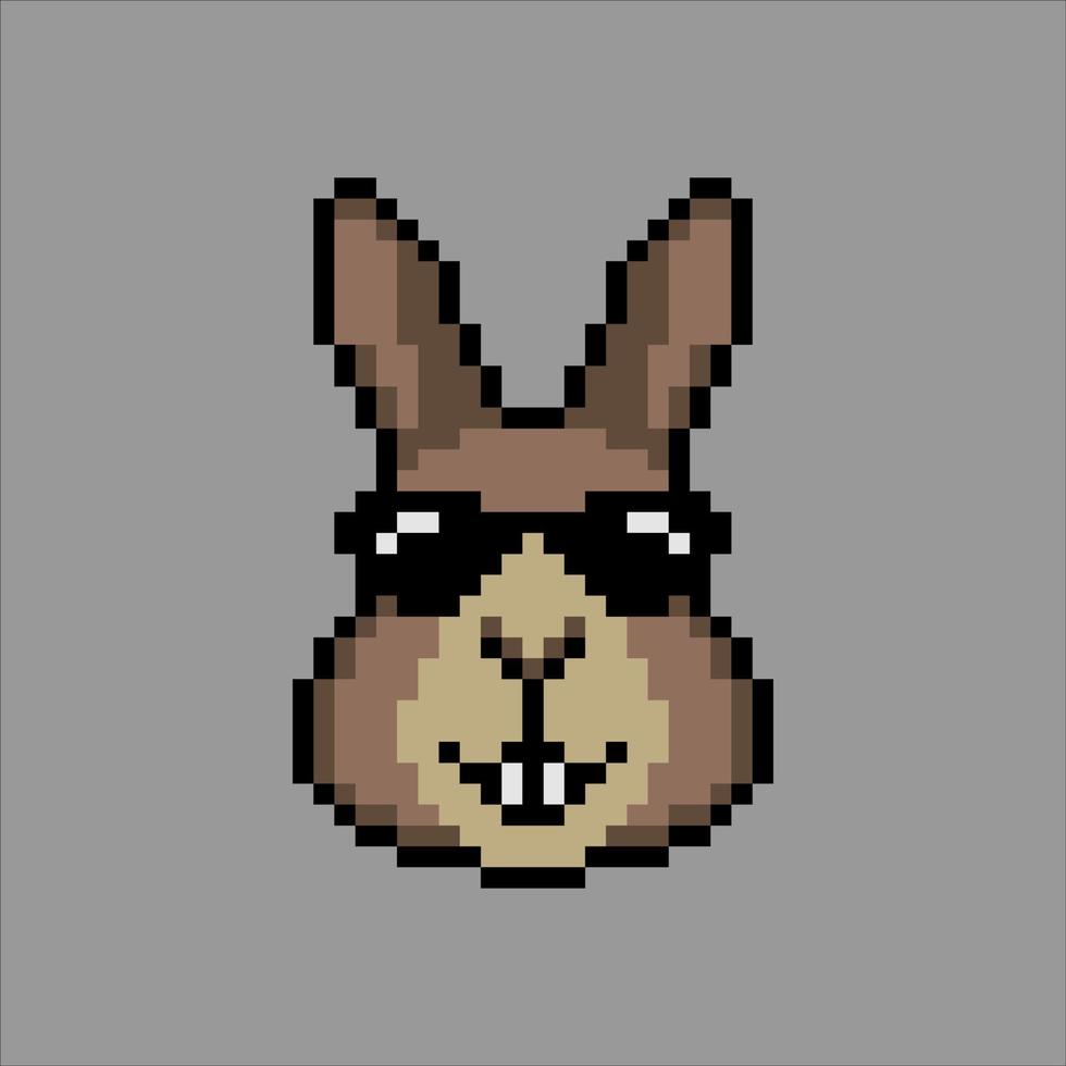 testa di coniglio con pixel art. illustrazione vettoriale. vettore
