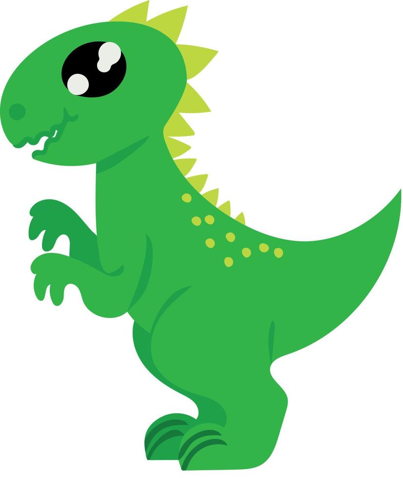 simpatico dinosauro verde. elemento di design isolato su sfondo bianco. illustrazione vettoriale per la progettazione di vari siti di accessori di abbigliamento