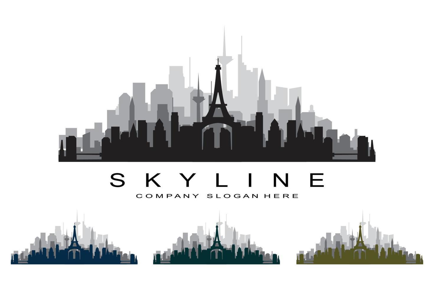 skyline della città, grattacielo per il vettore di progettazione del logo dell'edificio immobiliare urbano