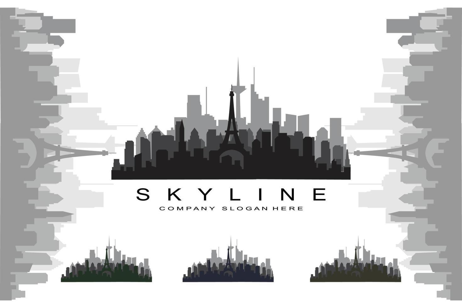 skyline della città, grattacielo per il vettore di progettazione del logo dell'edificio immobiliare urbano