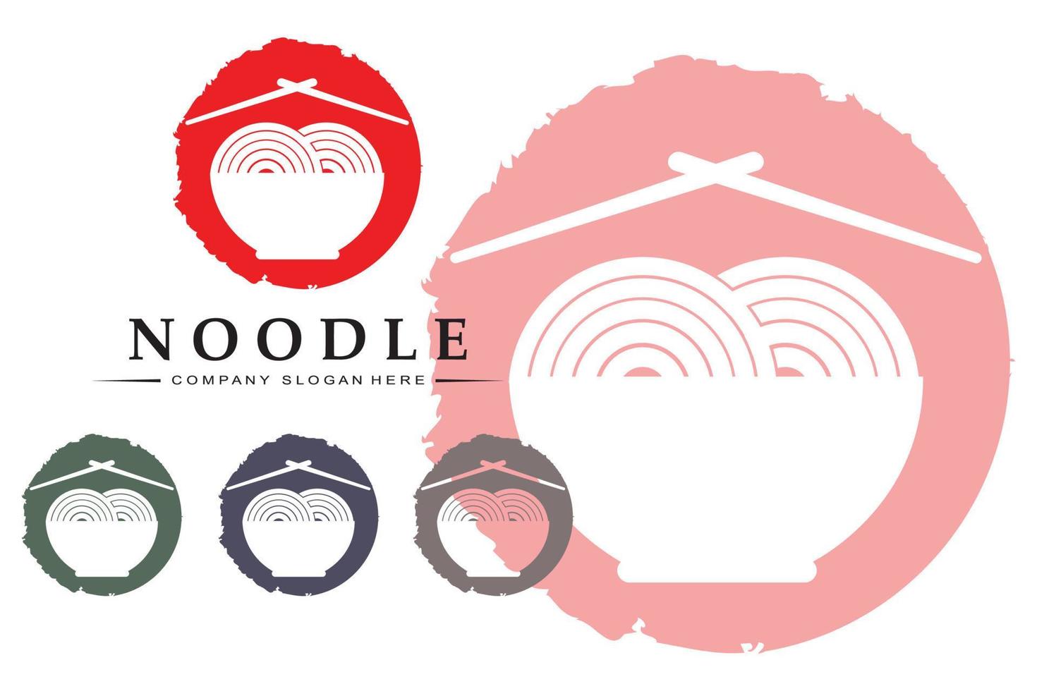 una collezione di ispirazione per il logo di noodle. modello di progettazione di cibo e ciotola cinese. illustrazione di concetto retrò vettore