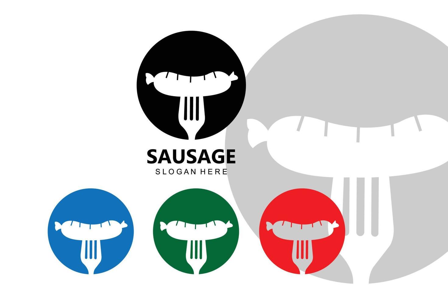 simbolo di vettore del logo della salsiccia alla griglia, carne alla griglia, concetto retrò