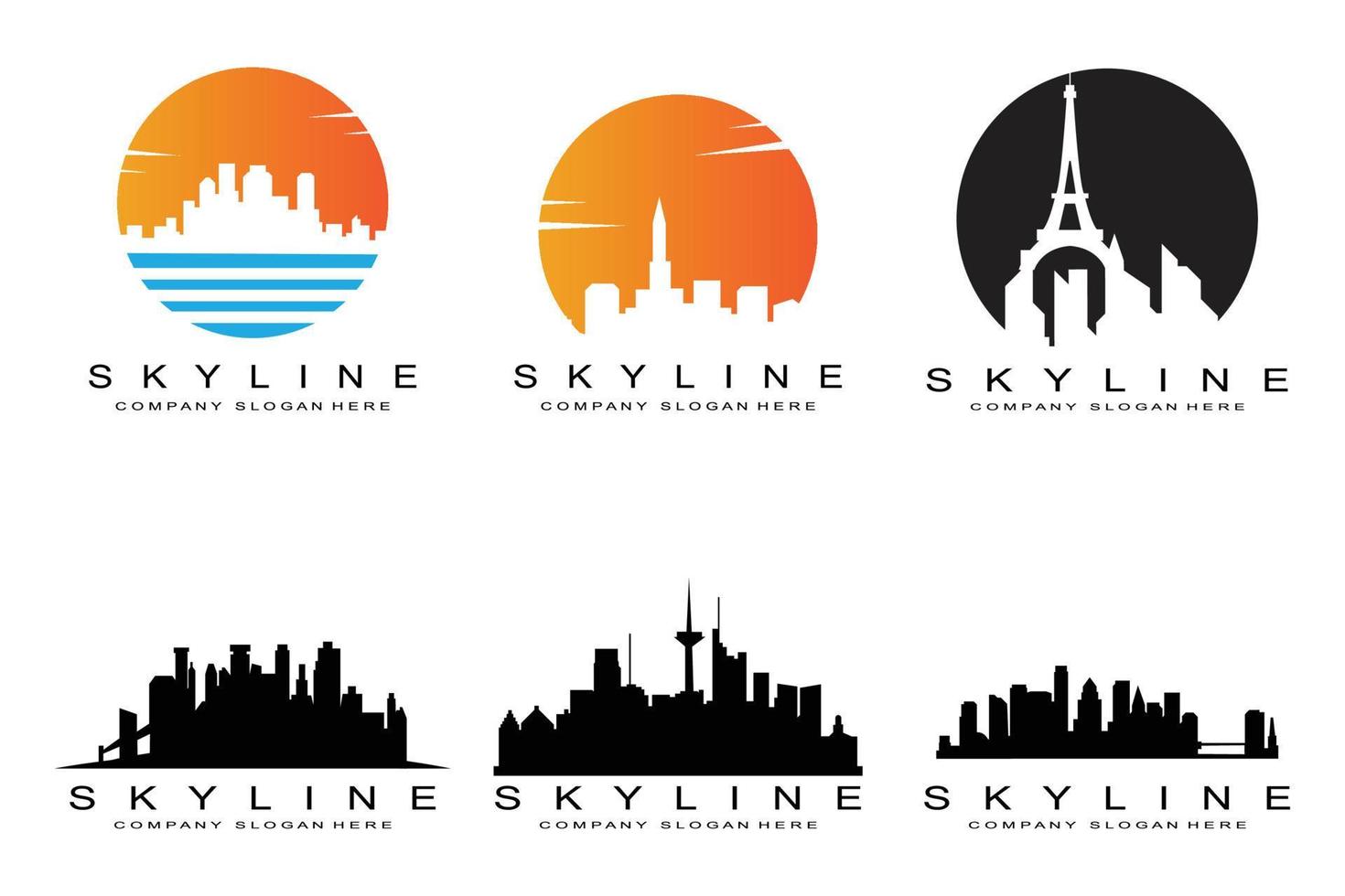 skyline della città, grattacielo per il vettore di progettazione del logo dell'edificio immobiliare urbano