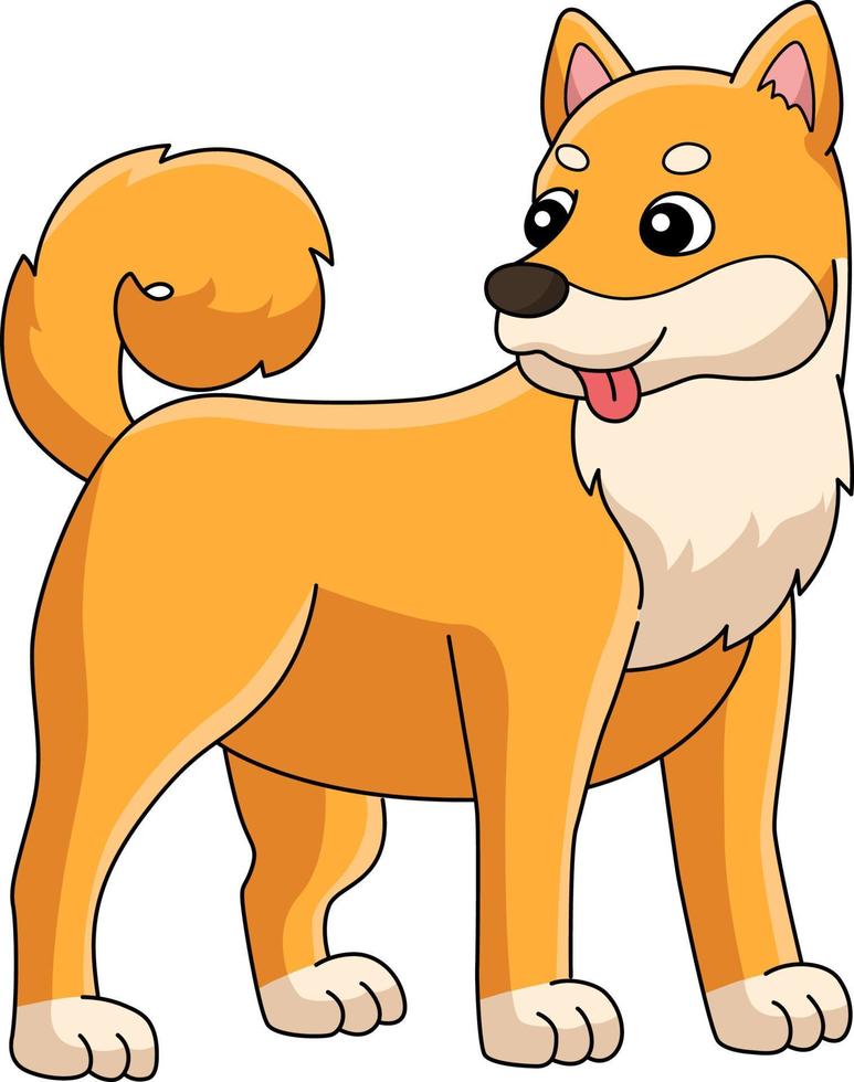 illustrazione clipart colorata del fumetto del cane di shiba inu vettore