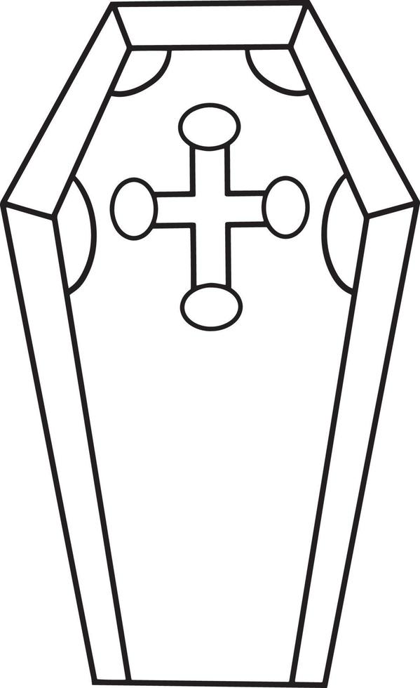 Pagina da colorare isolata di halloween della bara vettore