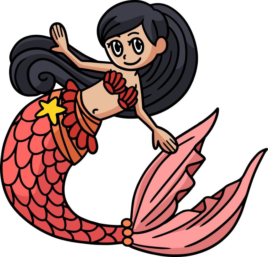 clipart colorate del fumetto della sirena danzante vettore