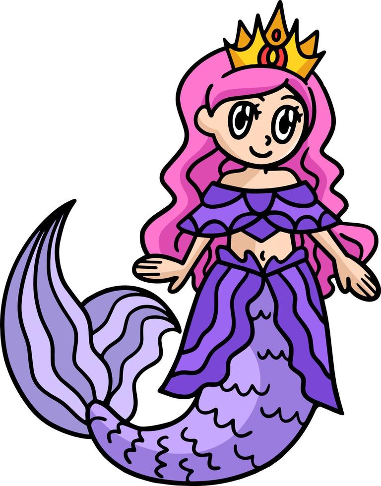 clipart colorate del fumetto della principessa della sirena vettore