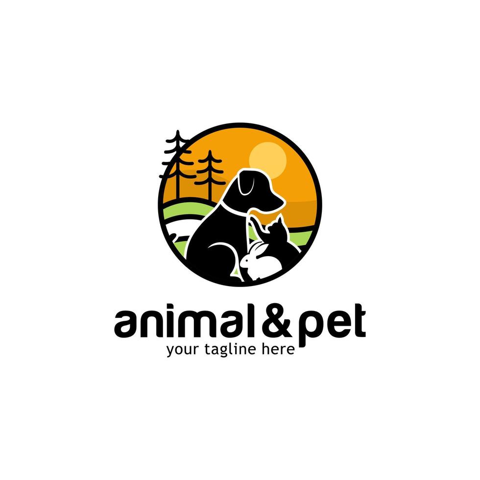 modello di progettazione logo cane e gatto vettore