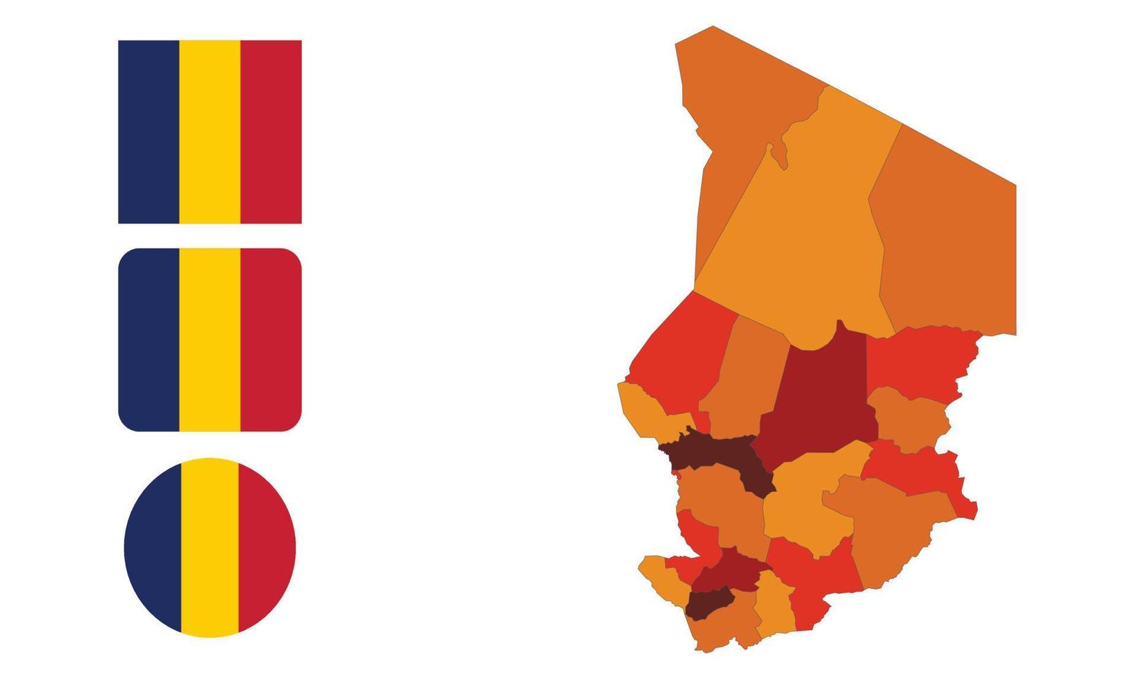mappa e bandiera del Ciad vettore