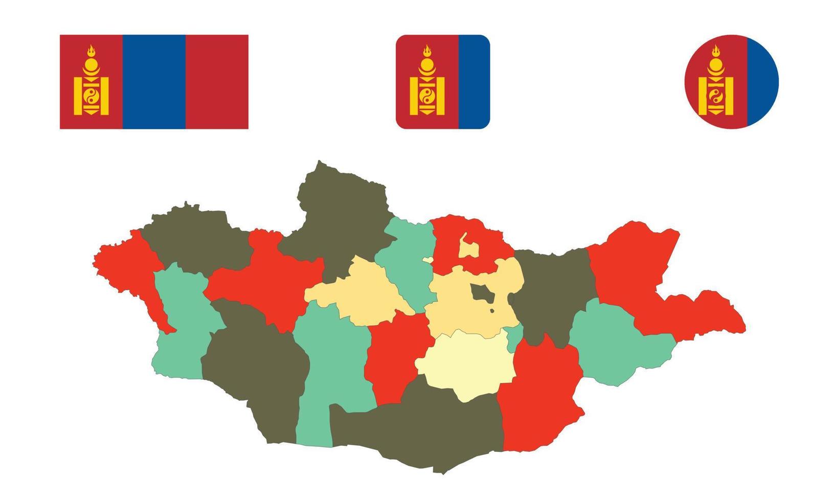 mappa e bandiera della Mongolia vettore