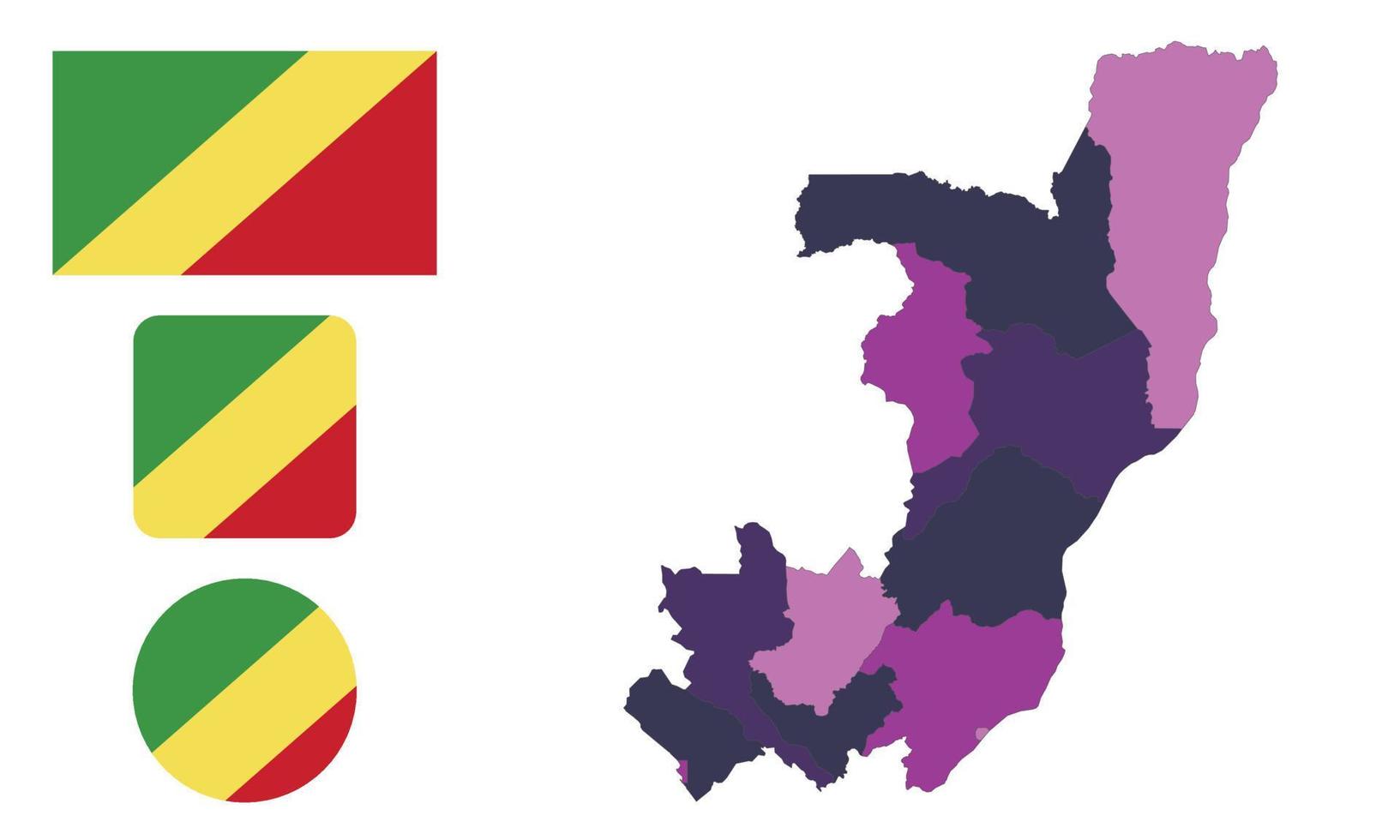 mappa e bandiera della repubblica del congo vettore