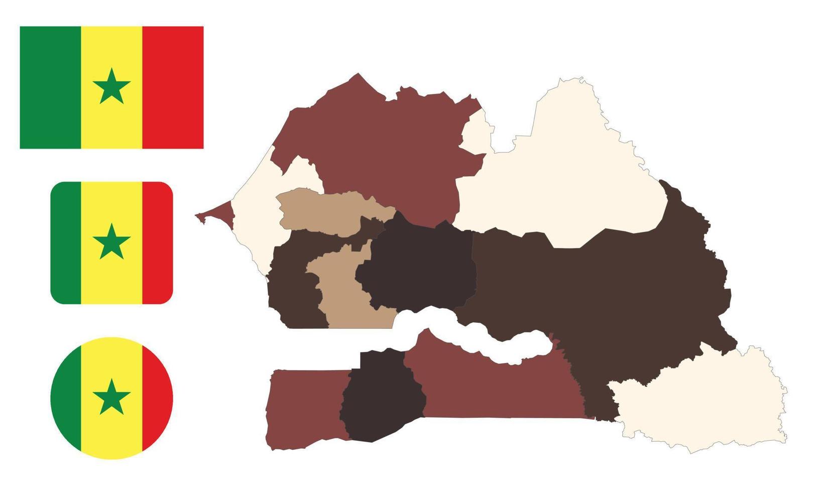 mappa e bandiera del senegal vettore