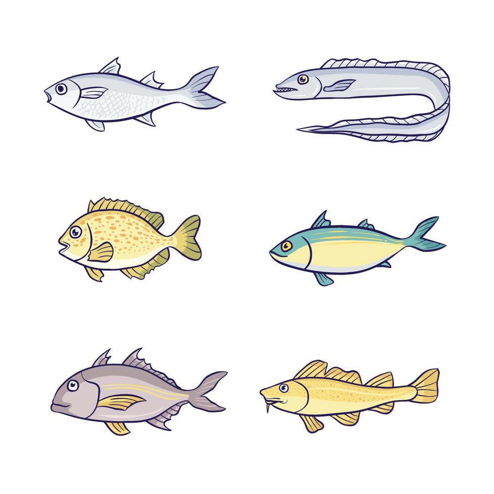 pesce di mare tropicale disegnato a mano 2 vettore