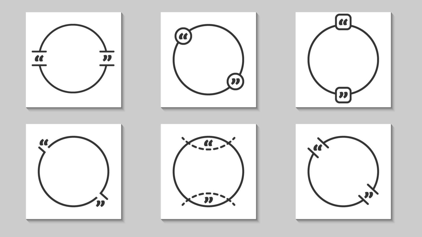 citazione cornici modelli vuoti impostati utilizzando la base della forma del cerchio. illustrazione creativa della bandiera di vettore. vettore