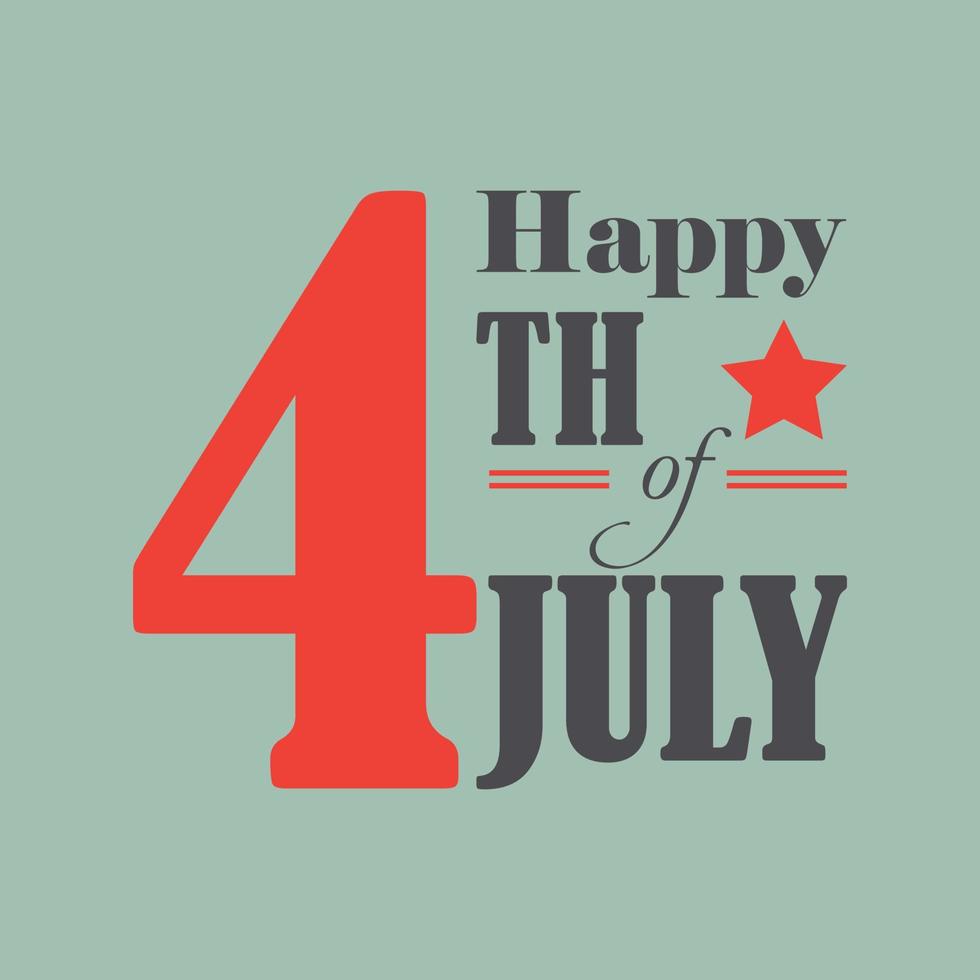 buone vacanze del 4 luglio negli stati uniti. biglietto di auguri per la festa dell'indipendenza americana, banner, poster con bandiera degli stati uniti, stelle e strisce. numero patriottico 4 su sfondo bianco. illustrazione vettoriale