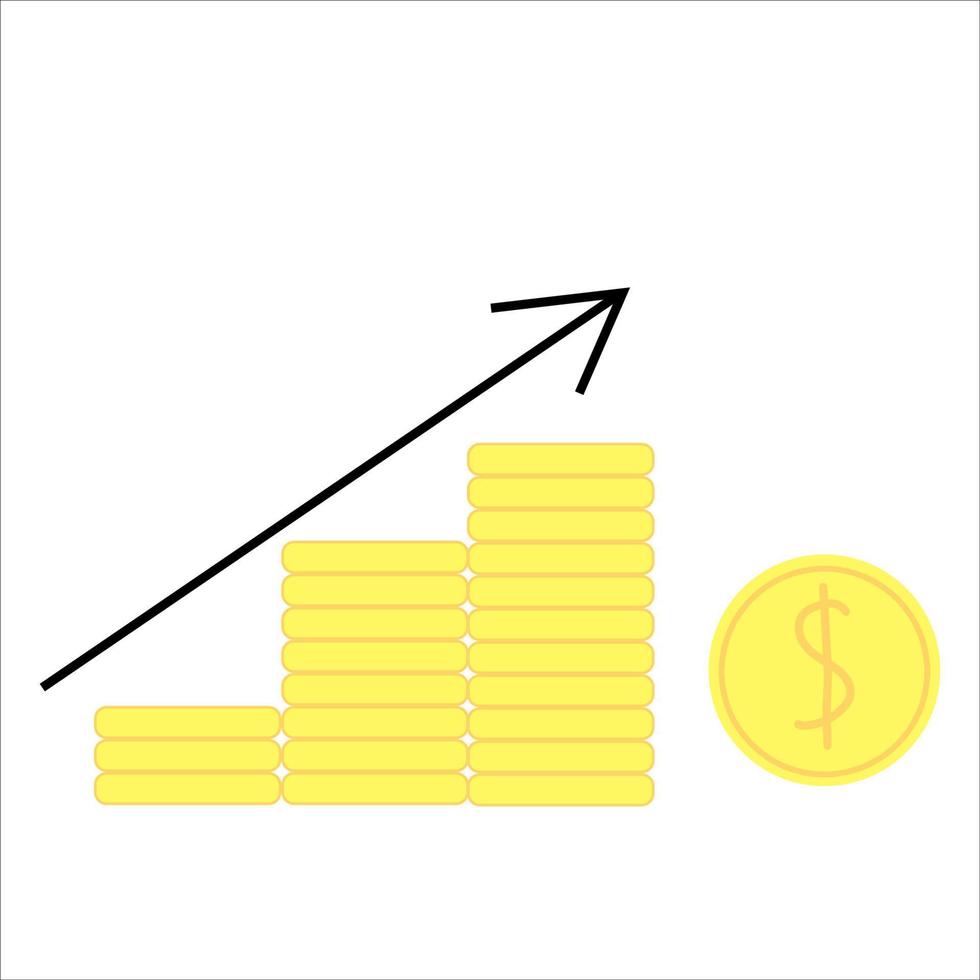 illustrazione vettoriale minimalista del grafico di crescita del reddito verso l'alto. denaro e crescita dei profitti in grafica