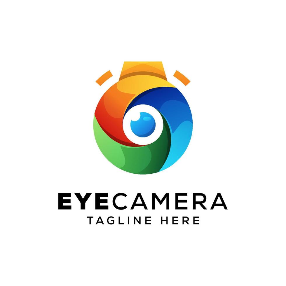fotocamera per occhi colorati, modello di logo fotografico vettore