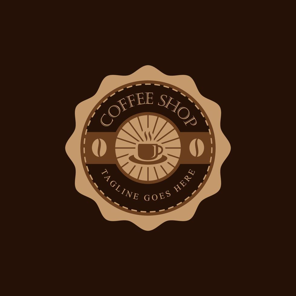 caffè logo design, badge ed etichette in stile logo elementi tazza, fagioli, caffè stile vintage oggetti retrò disegno vettoriale