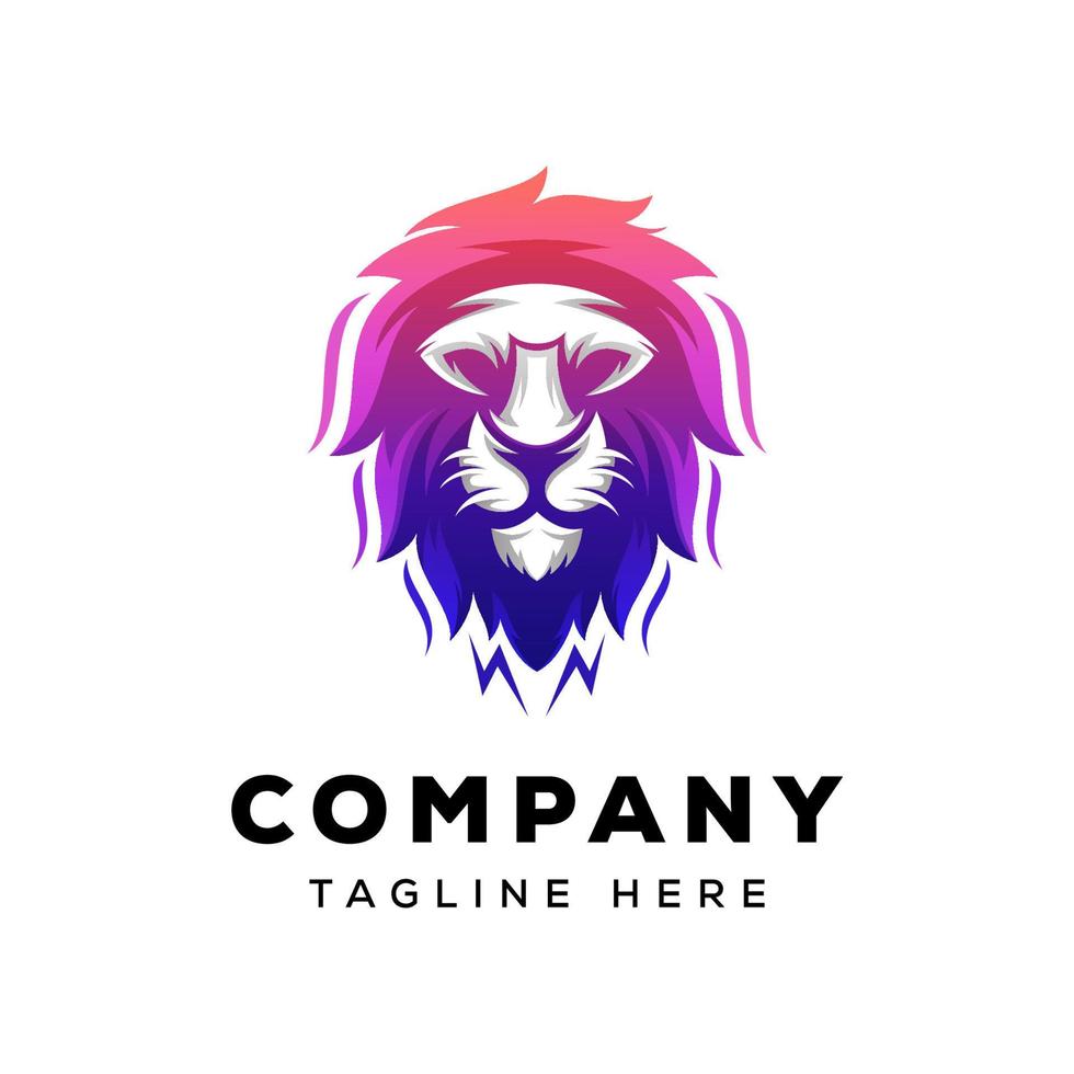 fantastico design del logo del leone con la testa sfumata premium vettore