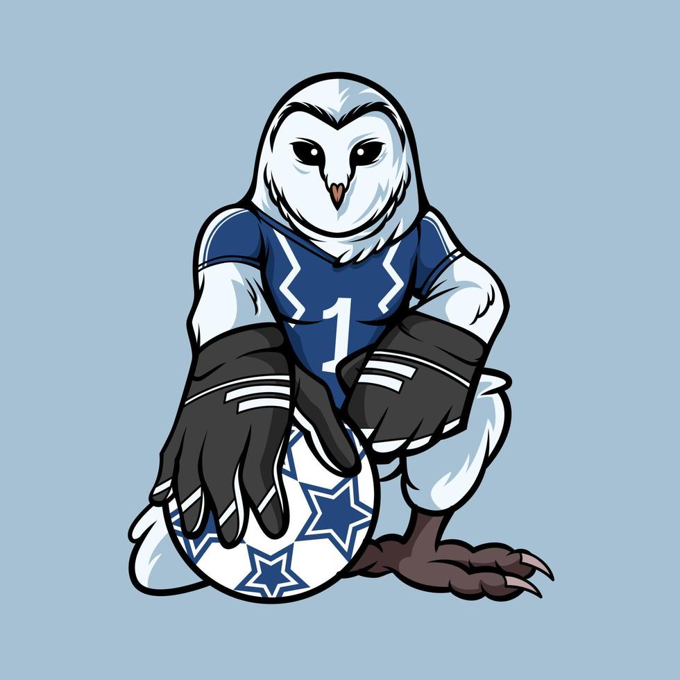 logo mascotte di un gufo portiere vettore