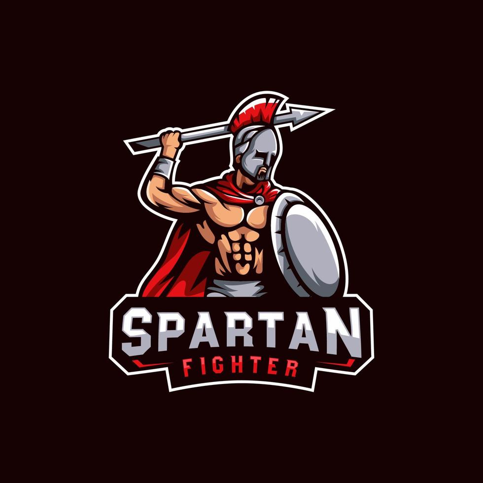logo dei guerrieri spartani, modello del logo del combattente spartano per giochi sportivi o di squadra vettore