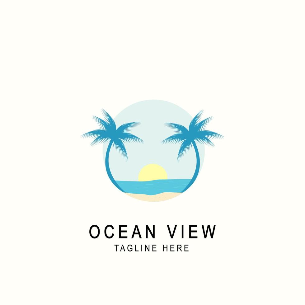 illustrazione del logo con vista sull'oceano vettore