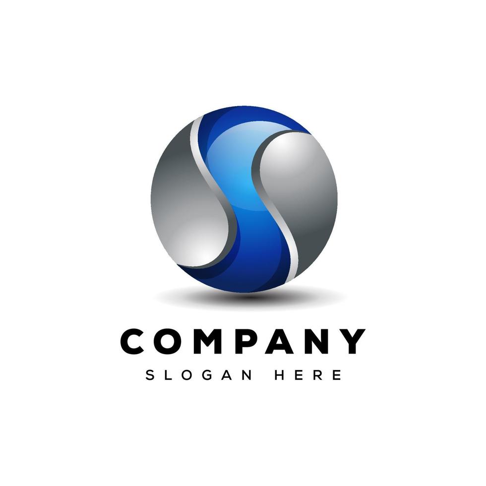 lettera s 3d globo logo design vettore simbolo icona elemento di design