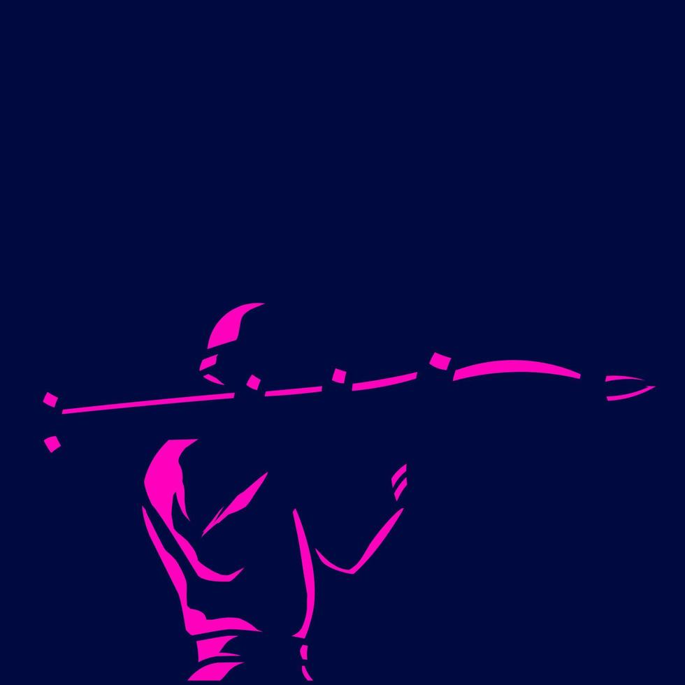 esercito di soldati in guerra linea pop art potrait logo design colorato con sfondo scuro. illustrazione vettoriale astratta. sfondo nero isolato per t-shirt, poster, abbigliamento, merchandising, abbigliamento, design distintivo