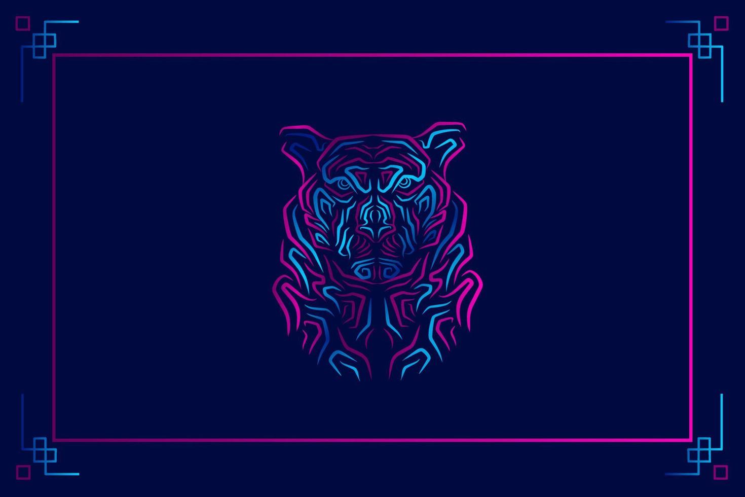 orso linea neon art ritratto design colorato con sfondo scuro. illustrazione vettoriale astratta