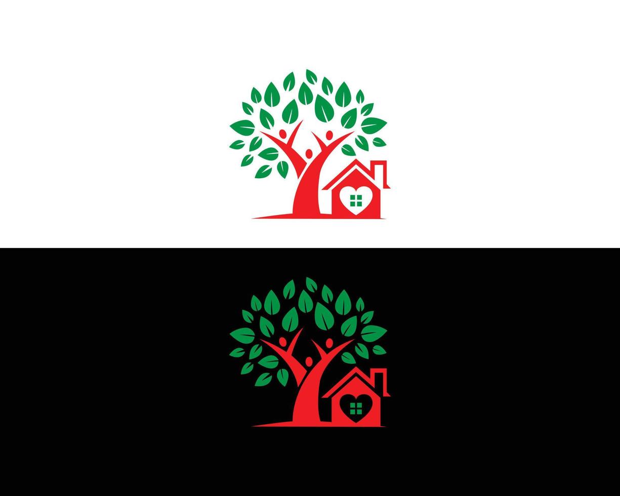 design del logo per la casa di amore e vita, design del modello per l'assistenza domiciliare. vettore