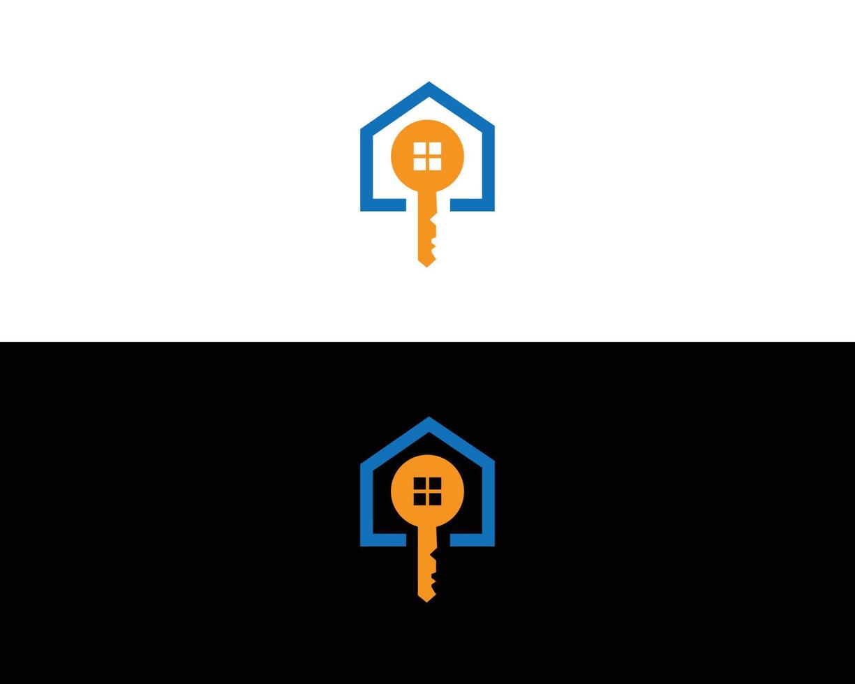 logo immobiliare chiave, illustrazione vettoriale del modello di progettazione di combinazione di chiavi e icone della casa.