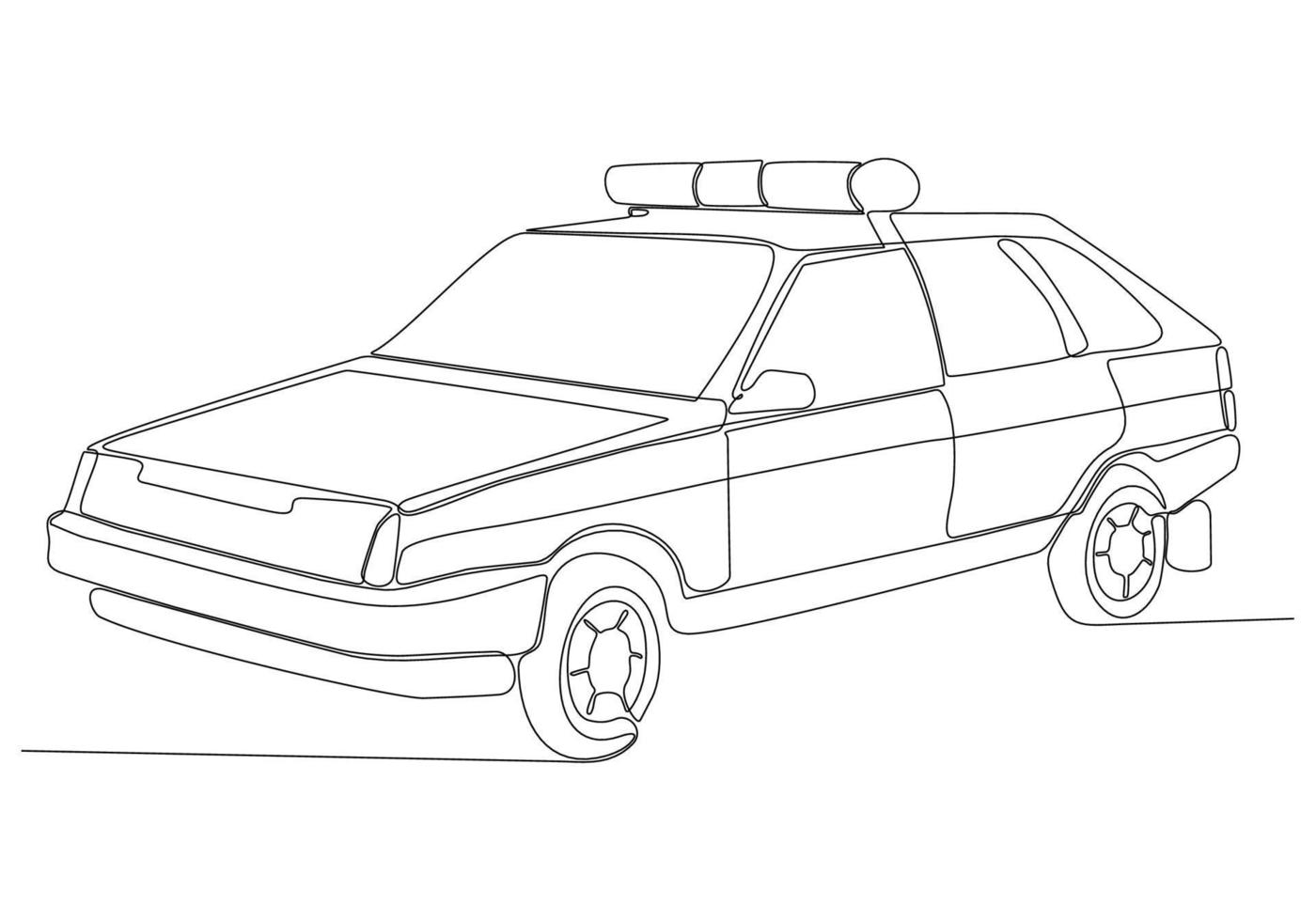 traccia una singola linea retta di un'auto della polizia. illustrazione vettoriale di un disegno grafico a una linea.