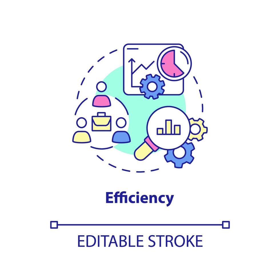 icona del concetto di efficienza. risultati del lavoro. vantaggio della collaborazione online illustrazione al tratto sottile dell'idea astratta. disegno di contorno isolato. tratto modificabile. vettore