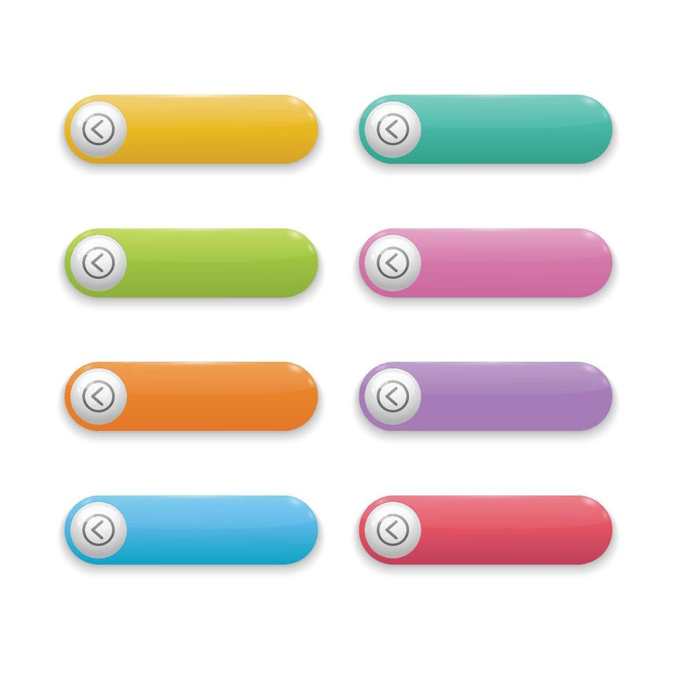 insieme di vettore del web del bottone del gradiente di colore per il vostro bottone lungo design.3d.