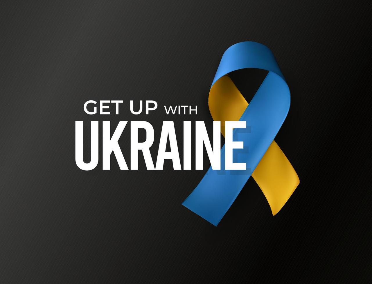 simbolo di supporto dell'Ucraina, nastro blu e giallo su sfondo scuro. poster di guerra di sensibilizzazione, illustrazione vettoriale. vettore