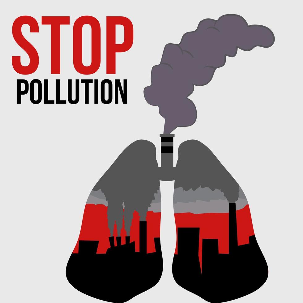 polmone con fabbrica e inquinamento all'interno vettore