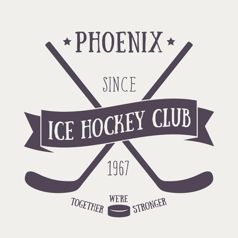 t-shirt club di hockey su ghiaccio design, stampa, illustrazione vettoriale