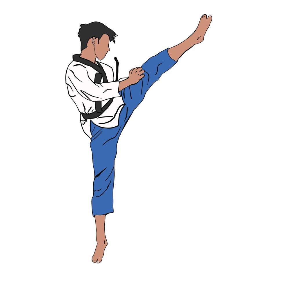 vettore di disegno dell'illustrazione del taekwondo. perfetto per il design o il logo della maglietta