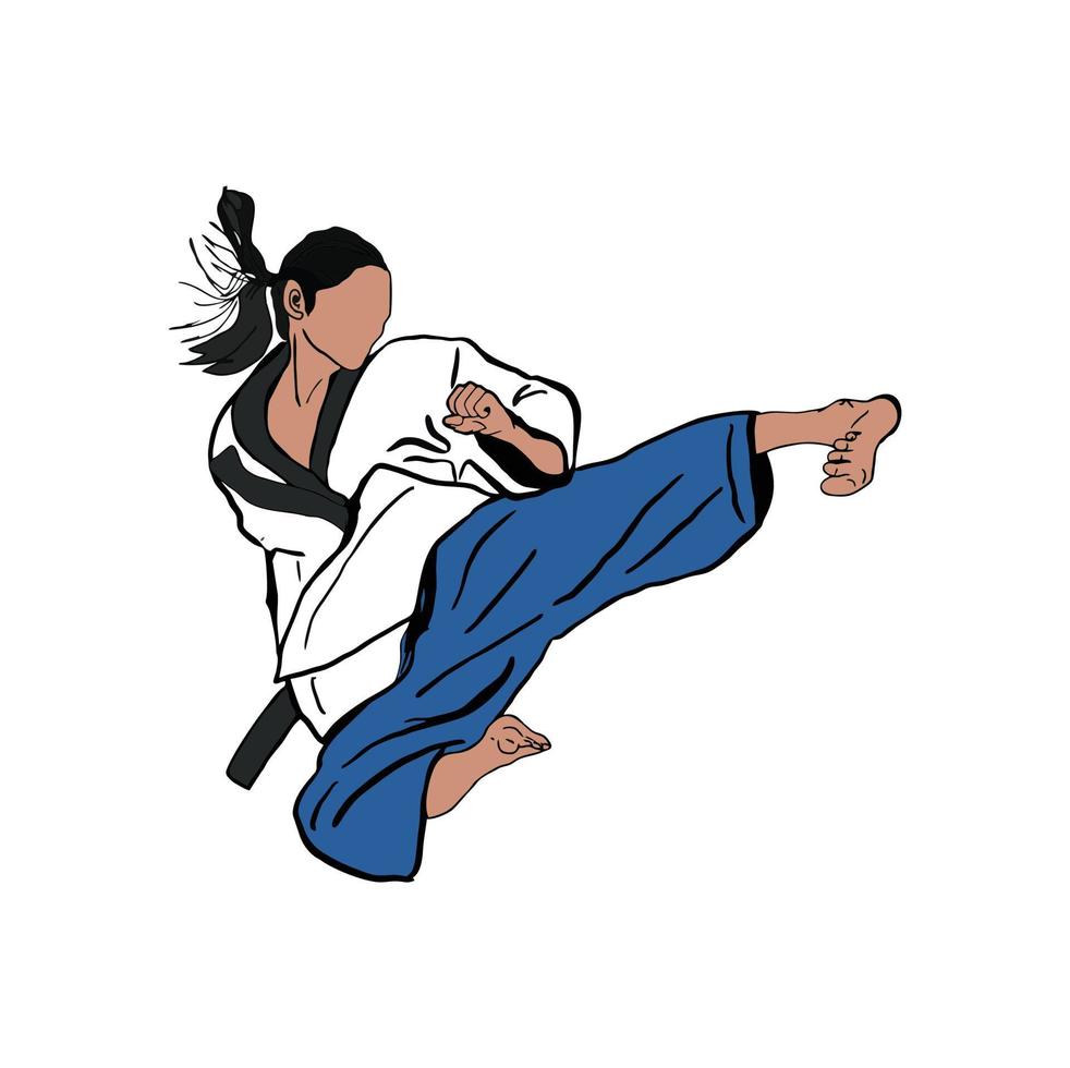 vettore di disegno dell'illustrazione del taekwondo. perfetto per il design o il logo della maglietta