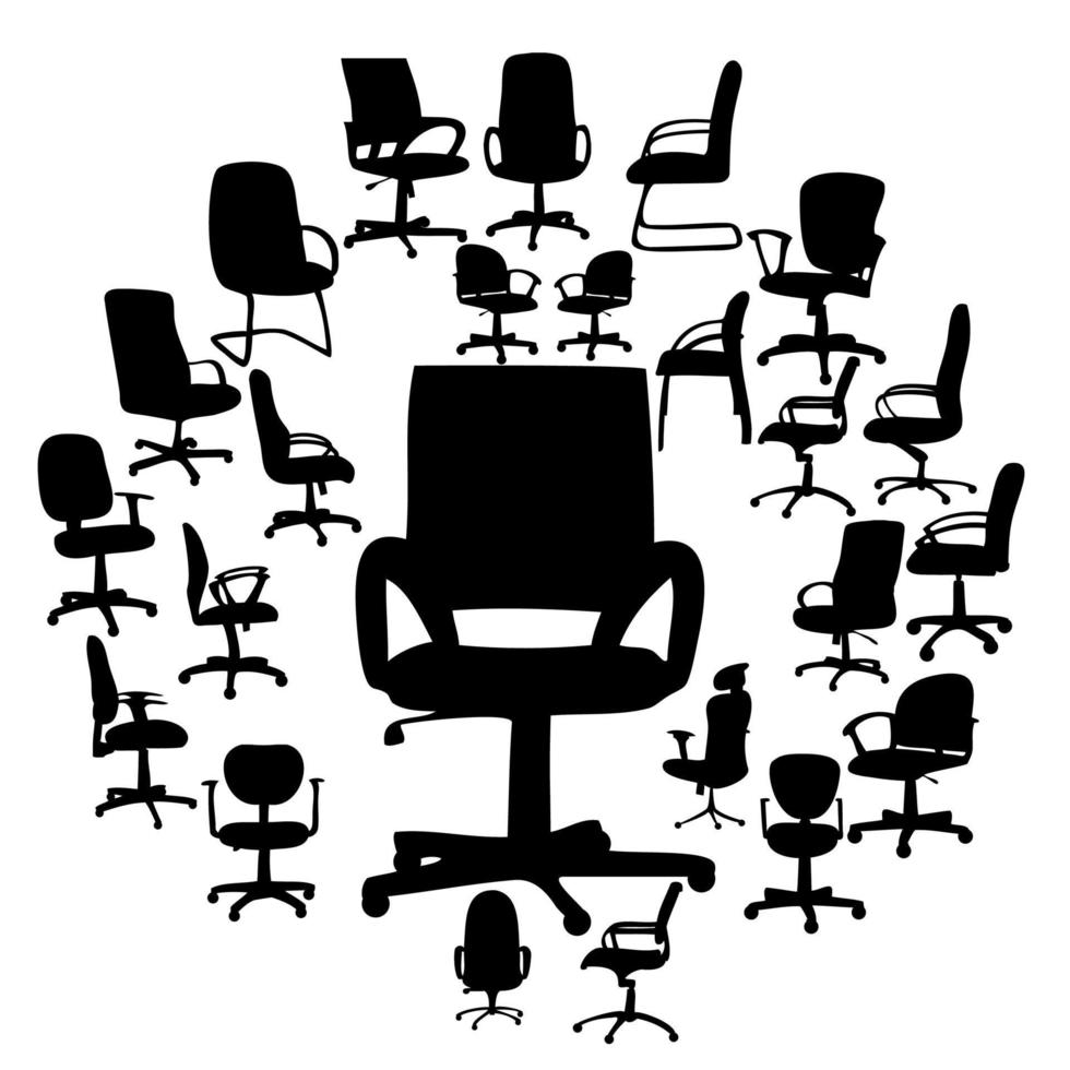 illustrazione vettoriale di sagome di sedie da ufficio