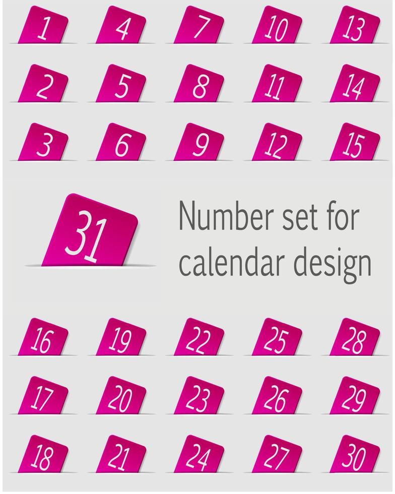 set di icone del calendario con i numeri. illustrazione vettoriale