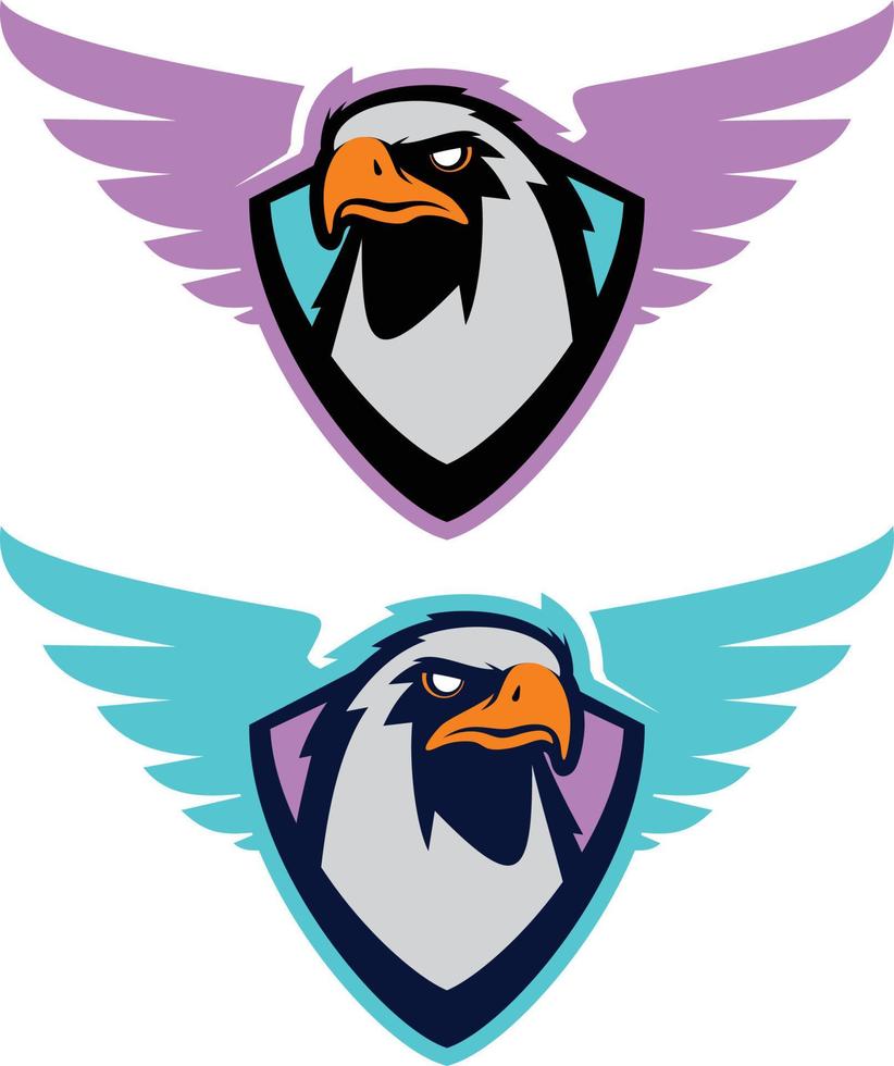 logotipo di aquila sportiva per la squadra del college. isolato su sfondo bianco vettore