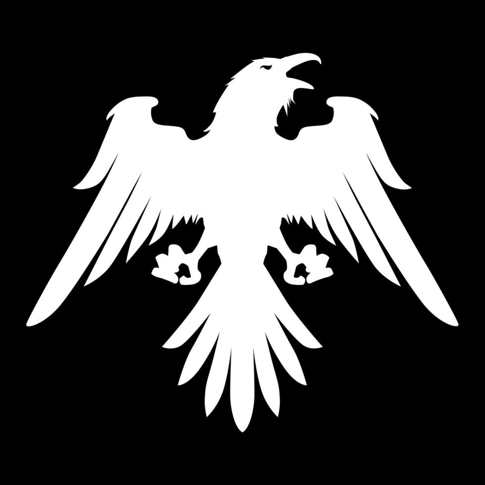 corvo araldico malvagio oscuro con ali spiegate. mascotte, logotipo, etichetta. vettore