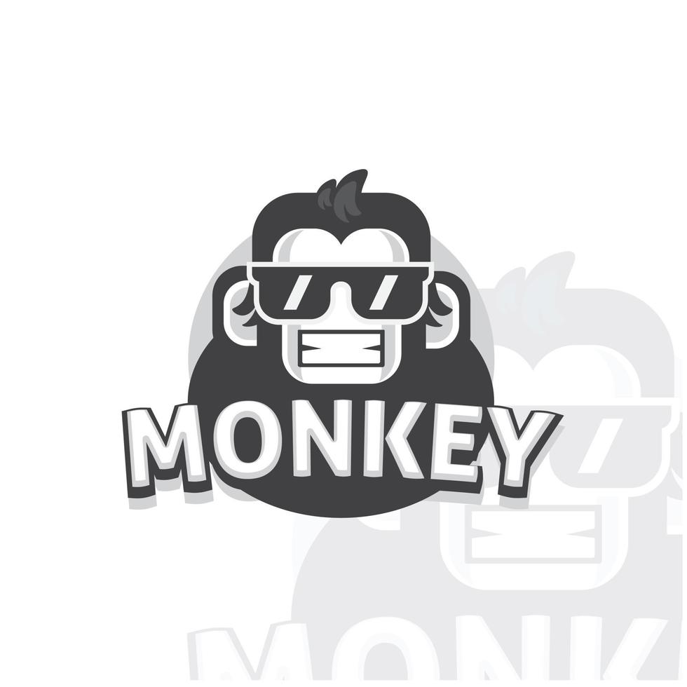 divertente modello logo scimmia con gli occhiali. illustrazione vettoriale. vettore