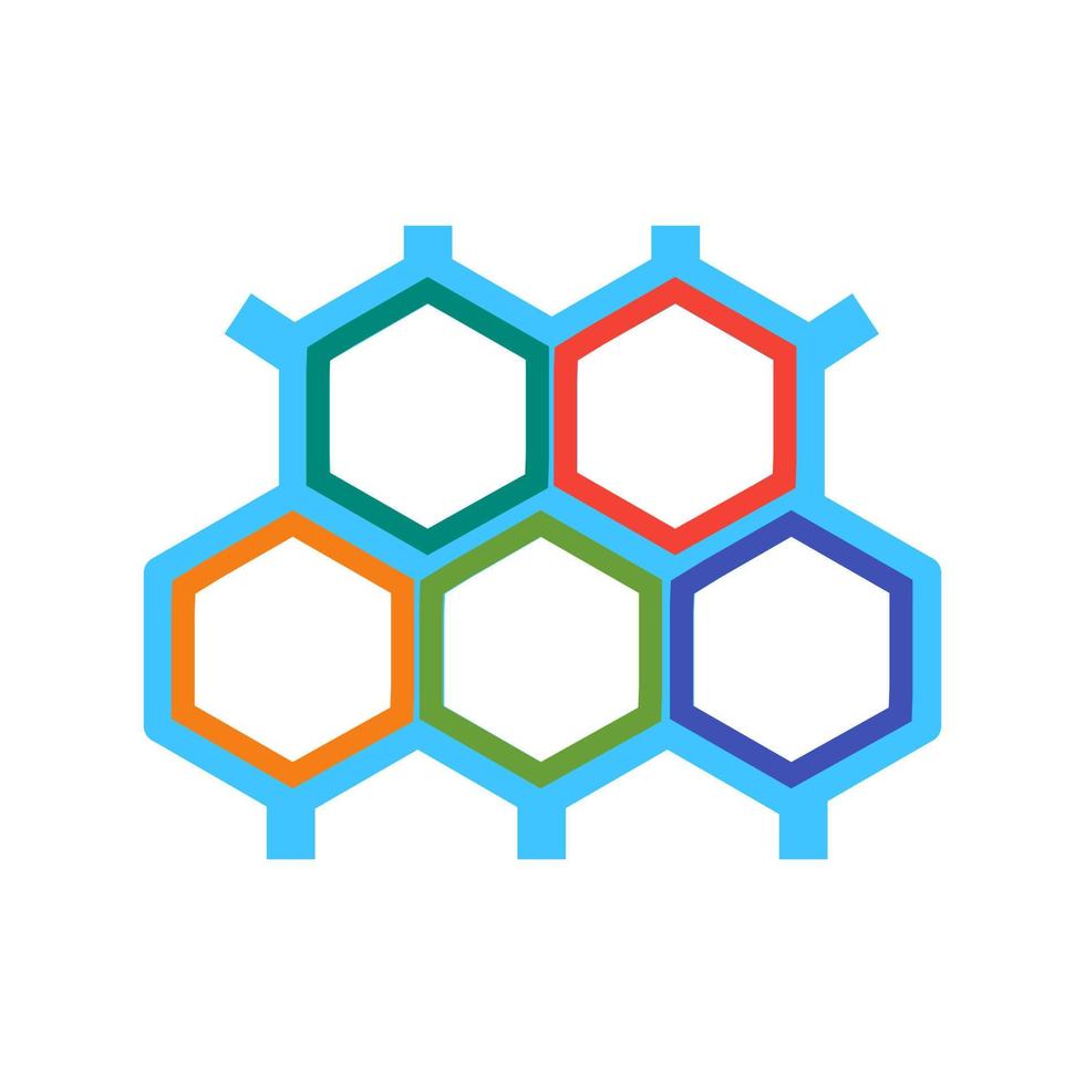 icona multicolore piatta struttura molecolare vettore